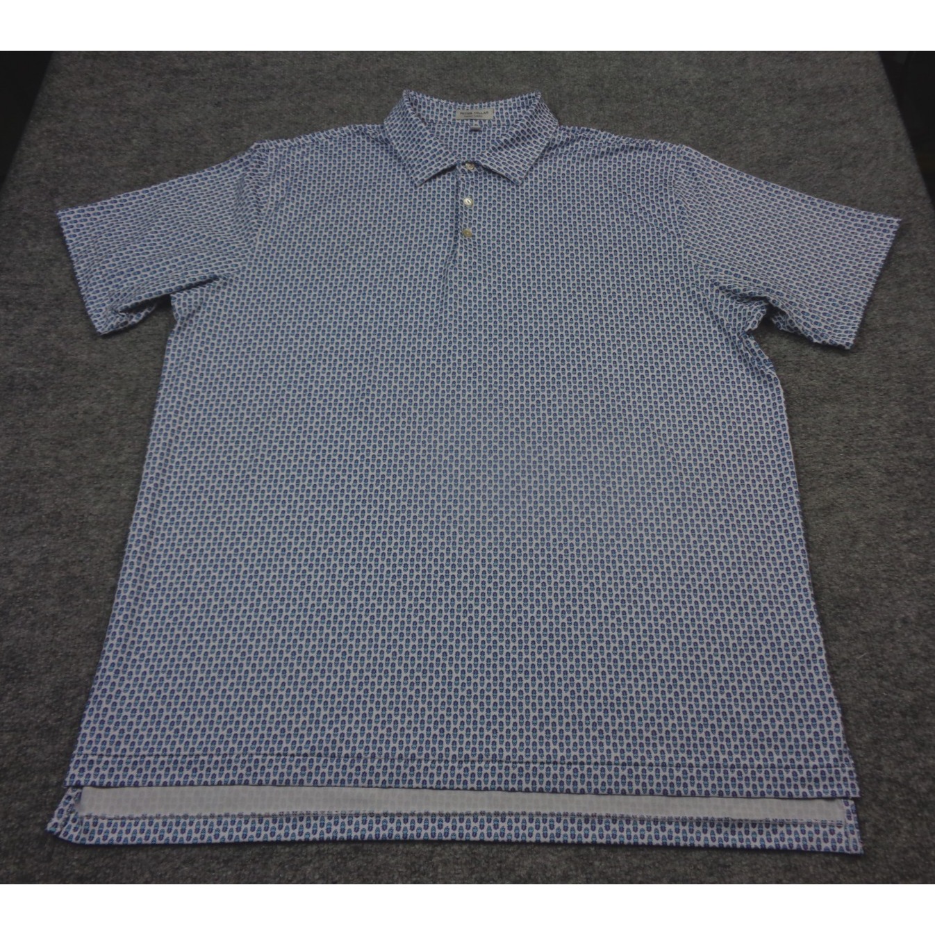Peter Millar Polo Shirt Mens Xl Blue Pineapple Skull Stretch Golf Performance